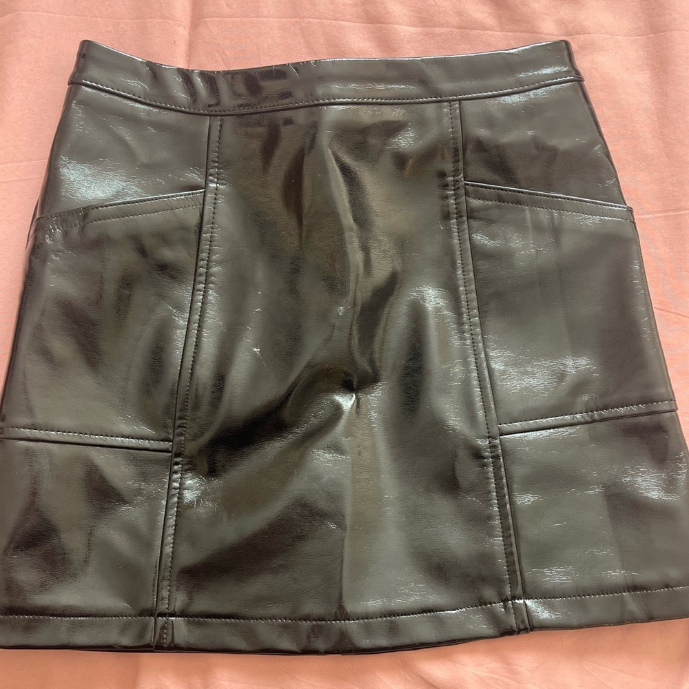 Girls Pleather Skirt with pockets